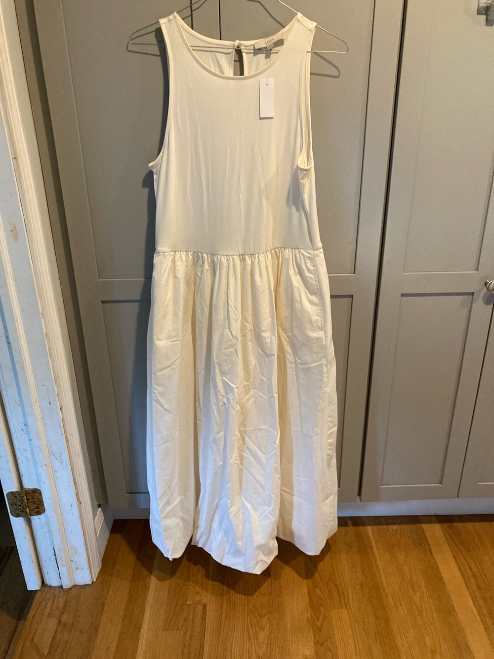 LOFT Cream Tank Maxi Dress